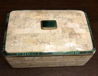 Vintage Maitland - Smith Inlaid Stone Octagonal Box Philippines 9.  5” X 5”