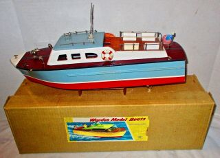 Vintage 15 " Wooden Model Boat - Made By Mhm,  Japan -