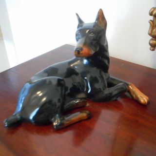 Porcelain Doberman Pinscher Dog Figurine Rare Spectacular Germany Seldom Seen