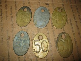 6 Antique Brass Cow Cattle Farm Tags 3