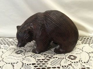 Hand Carved Ironwood Black Bear Figurine Wood Carving 7 