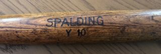 Spalding Y 10 Antique Vintage Wood Baseball Bat Circa 1917 - 1920