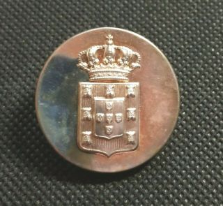ANTIQUE SILVER LIVERY BUTTON - The Royal House of PORTUGAL - RARE 2