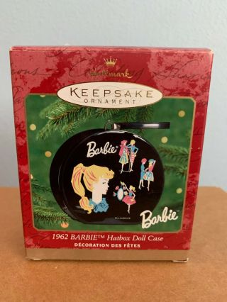 Hallmark Ornament 1962 Barbie Hatbox Doll Case 2000 Vinyl Zipper Hat Box