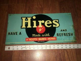 Vintage Hires Root Beer Soda Tin Metal Sign 1940 