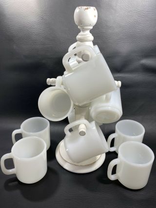 Vintage Glassbake Plain White Milk Glass Coffee Mug Made In Usa Microwave Safe