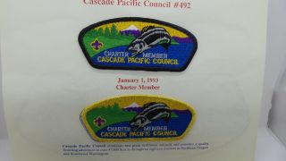 Charter Member Cascade Pacific Council 492 6 Patch Set 1993 OA 442 Skyloo 2