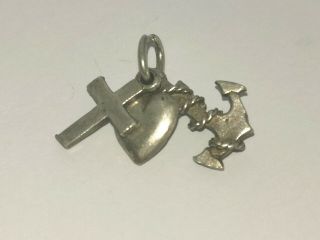 Vintage Sterling Silver Faith Hope Charity Charm - Metal Detecting Find