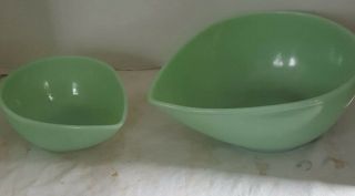 Vintage Fire King Jadeite Teardrop Nesting Bowls Set of Two 3