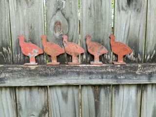 Vintage 5 Wild Turkey Cast Iron/steel Shooting Gallery Targets For Carnival