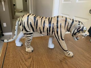 Vintage Large Leather Wrapped Tiger Figure 14 " Long Animal India