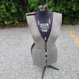 Vintage 1950s Sally Stitch Dress Form Mannequin Size B Adjustable Stand 2