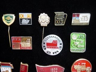 Set of 16 USSR Soviet Badge Tractor Plant Transport Agriculture 2