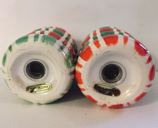 glossy Christmas PEPPERMINT Candy SALT and PEPPER Shakers Red Green White 3