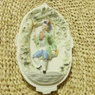 Antique Ceramic Wall Plaque 7 1/8 " From Chase,  A Young Man (from Occupied Japan)