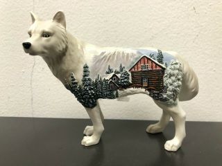 Call Of The Wolf,  Winter Cabin 14158,  Westland Giftware Figurine
