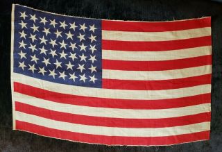 C.  1907 - 46 Star American National Parade Flag,  23.  5 X 15 In.  Printed On Cotton