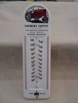 Vintage International Harvester Farmers Supply Farm Advertising Thermometer