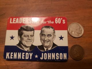 Jfk Kennedy Johnson 1960 Campaign Button And Unique Vintage Pin & Coins