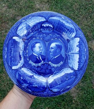 Antique President William Howard Taft Staffordshire Plate Flow Blue Washington