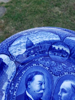 Antique President William Howard Taft Staffordshire Plate Flow Blue Washington 2