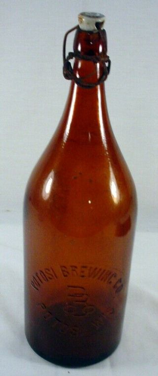 Vintage Potosi Brewing Co.  Amber Picnic Bottle And Topper Potosi Wisconsin.