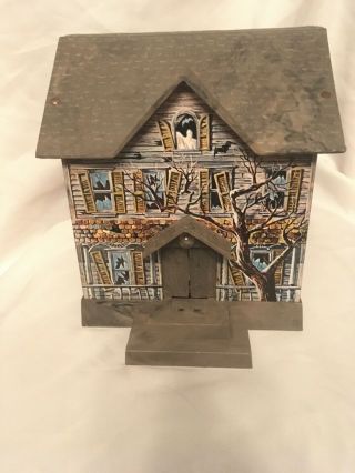 Vintage 1967 Disney Brumberger Tin Battery Operated Haunted House Bank D3