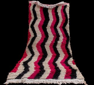 Vintage Azilal Rug,  Moroccan Rug,  Hand Knotted Berber Wool Rug Handmade 3x6 Ft