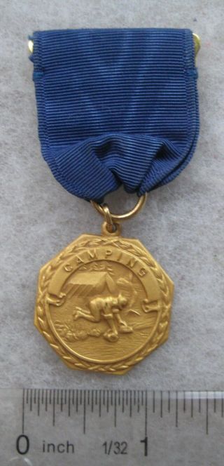 Boy Scout Gold Colored Camping Contest Medal