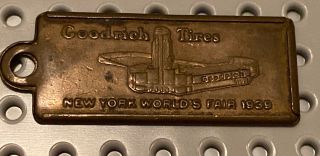 1939 York Worlds Fair Goodrich Tires Batteries Mini License Plate Key Chain