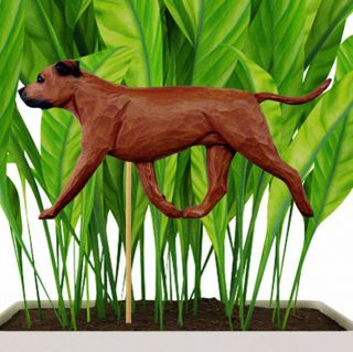 American Staffordshire Bull Terrier Planter Pick Stake Red Uncropped
