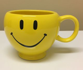 Teleflora Smiley Face Mug Large Yellow Ceramic Coffee Cup Planter