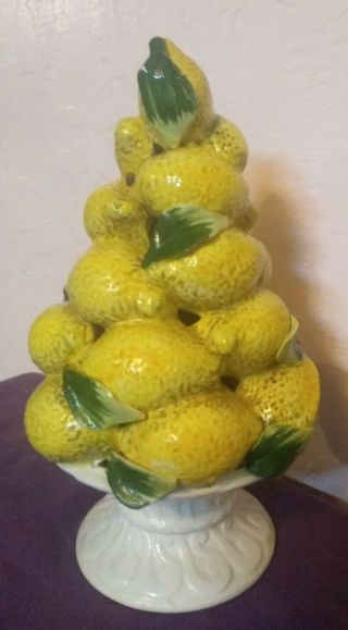 Vintage Italian Majolica Lemon Tree Topiary Centerpiece Ceramic