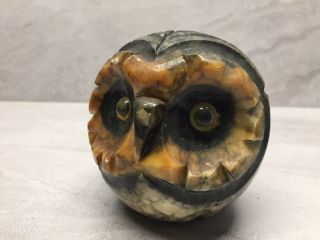 Vintage Italian Hand Carved Stone Owl Paperweight - Made For Berkeley House