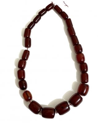 Huge Vintage Art Deco Cherry Amber Bakelite Bead Necklace - 54 Grams