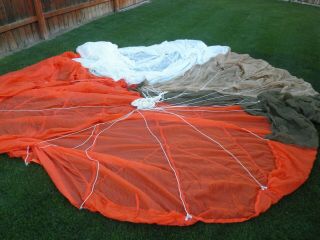 Vintage Us Military Multicolor Orange/white/tan/green Parachute Canopy