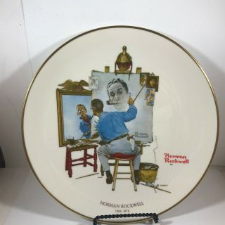 Gorham Norman Rockwell Fine China Collectors Plate Self Portrait