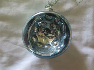 Glass Christmas Tree Decoration Pale Blue Bauble C1950s Approx 6 Cms Tall