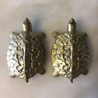 Vintage Brass Turtles Anatomically Correct Pair Male Female Tortoise Figurines