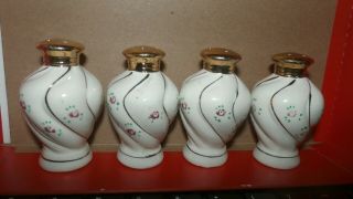 Vintage Made In Japan 2 1/2 " White With Tiny Flowers Salt & Pepper Shakers