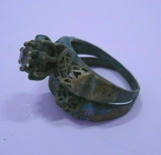 Ancient Bronze Double Ring Vintage With Stone Extremely Rare Berber Ring Old