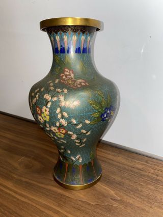 Antique Vintage Chinese Cloisonne Vase 12.  5 "