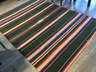 Vintage Mexican Serape Saltillo Blanket,  Woven Stripes,  Southwest,  Vivid,  Cotton