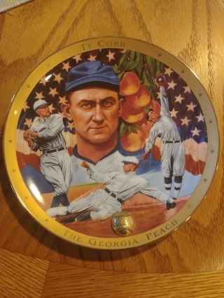 Ty Cobb The Georgia Peach Plate Baseball Franklin Let 