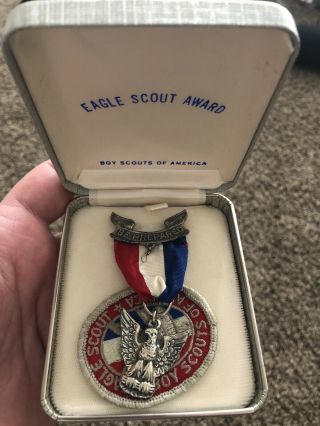Vintage Boy Scouts Of America Bsa Eagle Scout Award Medal & Ribbon