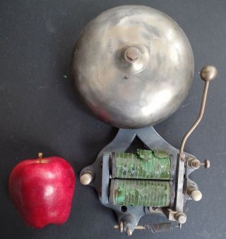 Antique 1898 Brass & Cast Iron Electric Bell - Fire Alarm Telephone Telegraph