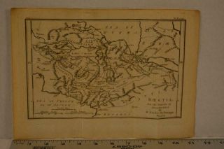 Antique Engraving Map Of Ancient Greece Boeotia 1795 11x8 Inches