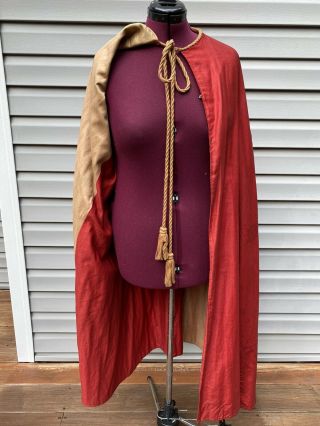 Antique Odd Fellows Red Cloak Assistant Priest Robe Regalia Medieval Costume