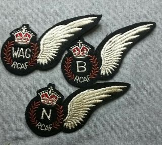 Group Of 3 Rcaf Wwii Half Wings B,  N,  Wag In The Curved Form