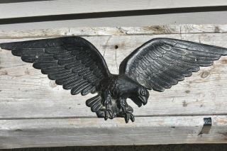 Antique Vintage Cast Iron Eagle Wall Decor Primitive Plaque Metal Art Americana